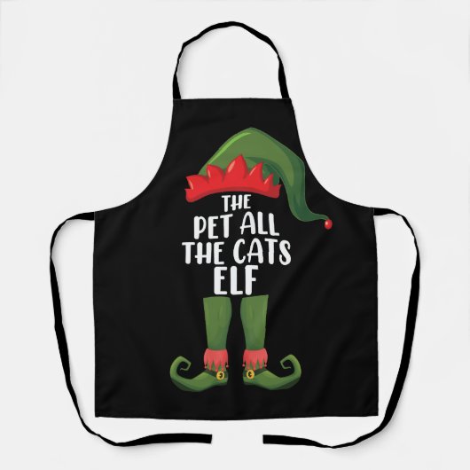 ペットすべての猫の小妖精や小人マッチングファミリークリスマス エプロン (正面)
