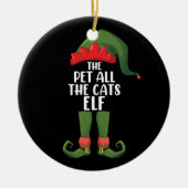 ペットすべての猫の小妖精や小人マッチングファミリークリスマス セラミックオーナメント (正面)