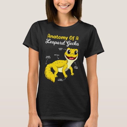 ペットとしてのヒョウのGecko小さな恐竜の解剖学 Tシャツ (正面)