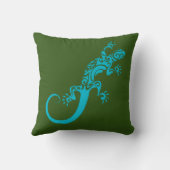 ペットとしての青いゲッコ。クックアート装飾用クッション クッション (裏面)