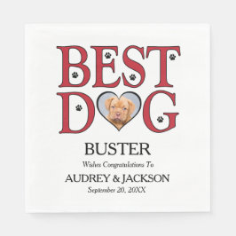 ペットとの最高の犬の結婚式のナプキン, 犬とハートの写真, 結婚式のナプキン, これらのパーソナライ スタンダードランチョンナプキン