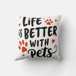 ペットとの生活がより良い – 赤いハートペット愛好家 クッション