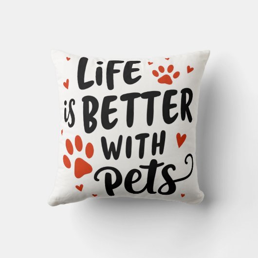 ペットとの生活がより良い – 赤いハートペット愛好家 クッション (裏面)