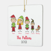 ペットとパーソナライズされたクリスマスホリデーズファミリー セラミックオーナメント (左)