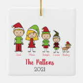 ペットとパーソナライズされたクリスマスホリデーズファミリー セラミックオーナメント (裏面)