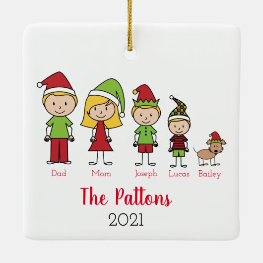 ペットとパーソナライズされたクリスマスホリデーズファミリー セラミックオーナメント (裏面)