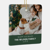 ペットとミニマルな家族の写真クリスマス セラミックオーナメント (右)