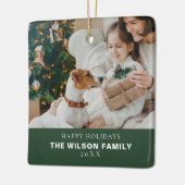 ペットとミニマルな家族の写真クリスマス セラミックオーナメント (左)