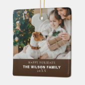 ペットとミニマルな家族の写真クリスマス セラミックオーナメント (左)