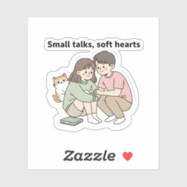 ペットと一緒のカップル - Small Talks Soft Hearts デザイン シール
