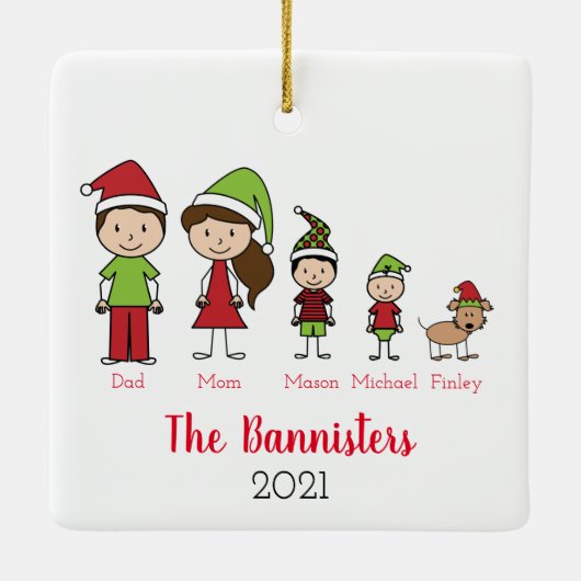 ペットと家族のかわいいクリスマスキャラクター セラミックオーナメント (裏面)