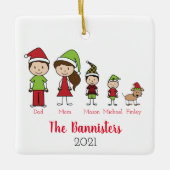 ペットと家族のかわいいクリスマスキャラクター セラミックオーナメント (正面)