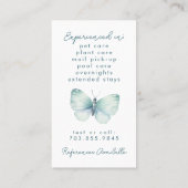 ペットと植物の家の座っている青い蝶 名刺 (裏面)