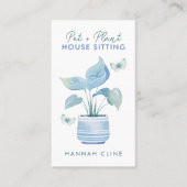 ペットと植物の家の座っている青い蝶 名刺 (正面)