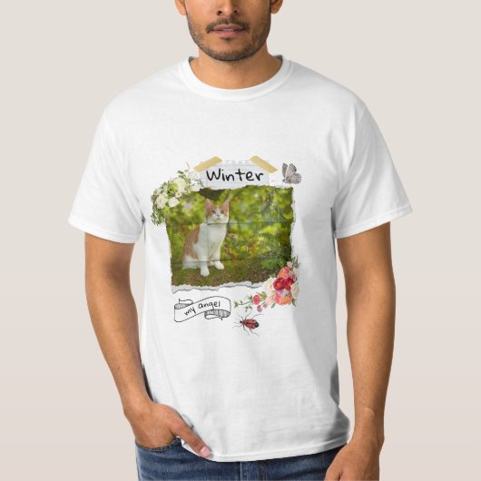 ペットと花のコラージュ拡張性のカスタマイズ Tシャツ (正面)