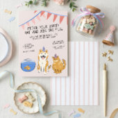 ペットと過ごすお誕生日パーティーの招待状 | お家の中で一緒に暮らすペット 招待状