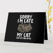 ペットに座って遅くなってごめんなさいおもしろい カード (黄色い花)