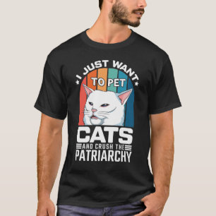 ペットに猫+家父長制を崩壊させろTシャツ - フェミニスト猫 Tシャツ