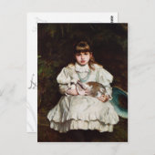 ペットのうさぎのポストカードを持つ少女|過去記事 ポストカード (正面/裏面)