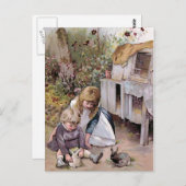 「ペットのうさぎ」ヴィンテージ ポストカード (正面/裏面)