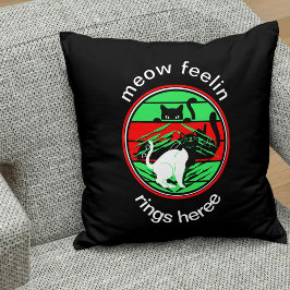 ペットのかわいい猫がライム赤黒で描モダンく クッション