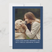 ペットのアナウンスニューファーベビーフォトネービーブルー 案内状 (裏面)