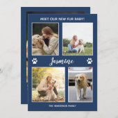 ペットのアナウンスニューファーベビーフォトネービーブルー 案内状 (正面/裏面)