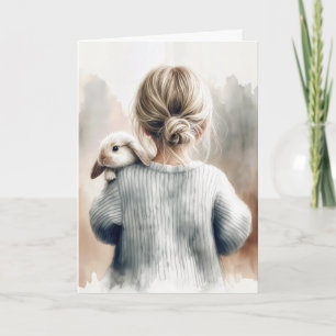 ペットのウサギの水彩画 カード