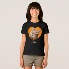 ペットのキュートなモダンなタイポグラフィの名前とハートの写真 トライブレンドＴシャツ