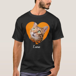 ペットのキュートなモダンなタイポグラフィの名前とハートの写真 Tシャツ