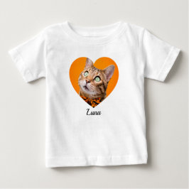 ペットのキュートなモダン・タイポグラフィー 名前とハートの写真 ベビーTシャツ