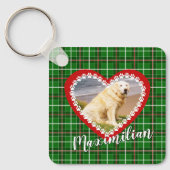 ペットのクリスマスあなたの写真は赤い緑 キーホルダー (正面)