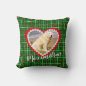 ペットのクリスマスあなたの写真は赤い緑 クッション (正面)