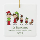 ペットのクリスマスオーナメントと4の可愛い家族 セラミックオーナメント (裏面)