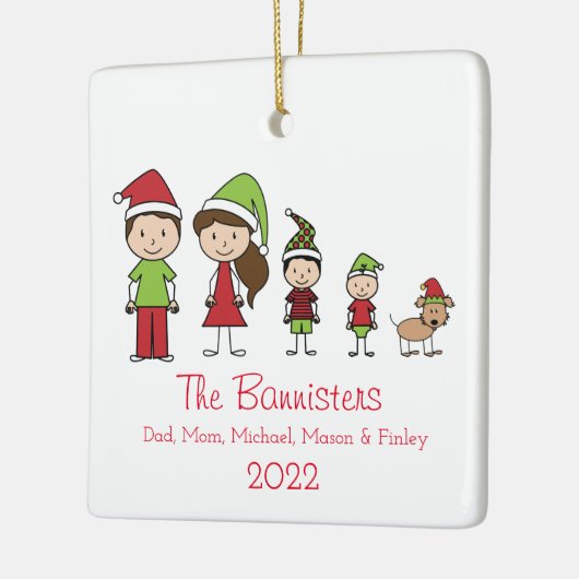 ペットのクリスマスオーナメントと4の可愛い家族 セラミックオーナメント (左)