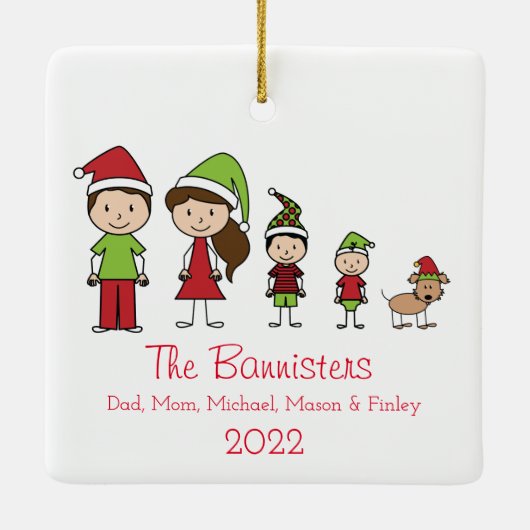 ペットのクリスマスオーナメントと4の可愛い家族 セラミックオーナメント (裏面)