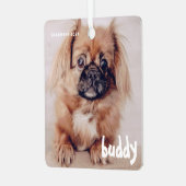 ペットのクリスマスシンプルかわいいハッピーホリデーグリーティング メタルオーナメント (正面左)