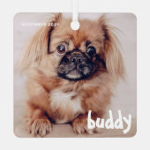 ペットのクリスマスシンプルかわいいハッピーホリデーグリーティング メタルオーナメント (裏面)