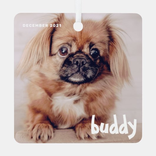 ペットのクリスマスシンプルかわいいハッピーホリデーグリーティング メタルオーナメント (裏面)