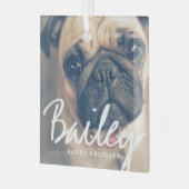 ペットのクリスマスシンプルクリスマスハッピーホリデーグリーティング ガラスオーナメント (正面左)