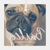 ペットのクリスマスシンプルクリスマスハッピーホリデーグリーティング ガラスオーナメント (裏面)