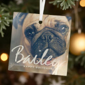 ペットのクリスマスシンプルクリスマスハッピーホリデーグリーティング ガラスオーナメント