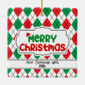 ペットのクリスマスツリーアーガイルオーナメント – と弓。 セラミックオーナメント (裏面)