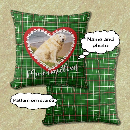 ペットのクリスマス あなたの写真 赤 緑 クッション