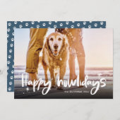 ペットのクリスマス・フォトドッグハッピーハウリーズ編集可能 シーズンカード (正面/裏面)