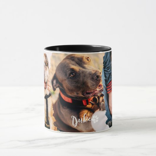 ペットのクール紙モダン3写真テンプレート マグカップ (中央)