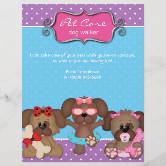 ペットのケアチラシ 獣医 ドッグウォーカー チラシ (正面)