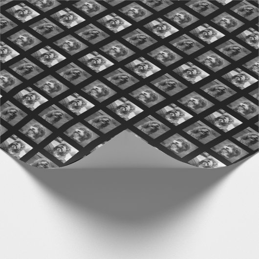 ペットのコラージュ黒と白 ラッピングペーパー (角)