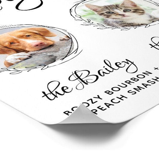 ペットのシグネチャードリンクカスタムバー3結婚写真 ポスター (角)