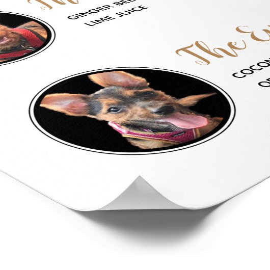 ペットのシグネチャードリンク結婚のカクテルメニュー ポスター (角)